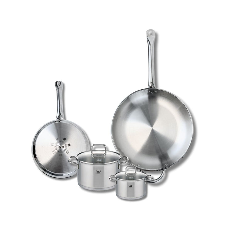 Ensemble de 2 Poêles de cuisson 24 et 32 cm et 2 faitouts 12 et 16 cm Elo Profi Citrin