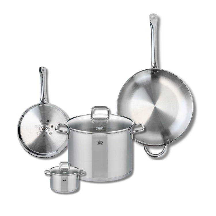 Ensemble de 2 Poêles de cuisson 24 et 32 cm et 2 faitouts 12 et 26 cm Elo Profi Citrin