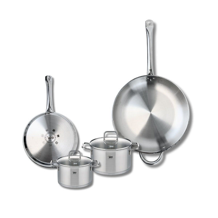 Ensemble de 2 Poêles de cuisson 24 et 32 cm et 2 faitouts 14 et 16 cm Elo Profi Citrin