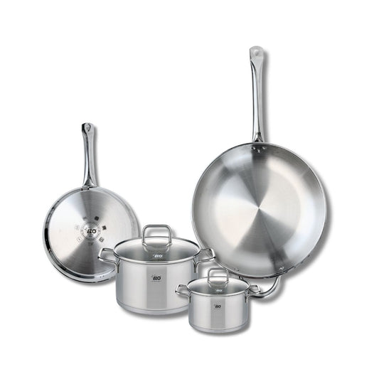 Ensemble de 2 Poêles de cuisson 24 et 32 cm et 2 faitouts 14 et 20 cm Elo Profi Citrin