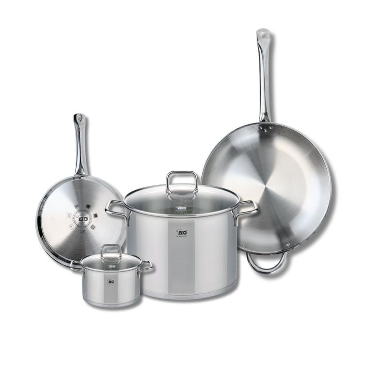 Ensemble de 2 Poêles de cuisson 24 et 32 cm et 2 faitouts 14 et 26 cm Elo Profi Citrin