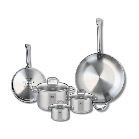 Ensemble de 2 Poêles de cuisson 24 et 32 cm et 3 faitouts 12, 14 et 20 cm Elo Profi Citrin