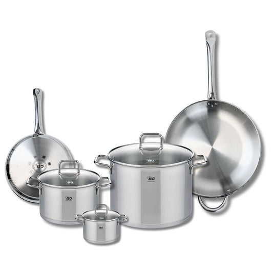 Ensemble de 2 Poêles de cuisson 24 et 32 cm et 3 faitouts 12, 20 et 26 cm Elo Profi Citrin