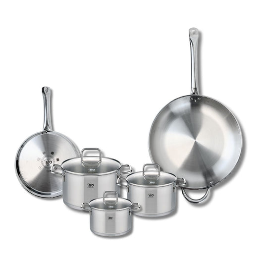 Ensemble de 2 Poêles de cuisson 24 et 32 cm et 3 faitouts 14, 16 et 20 cm Elo Profi Citrin