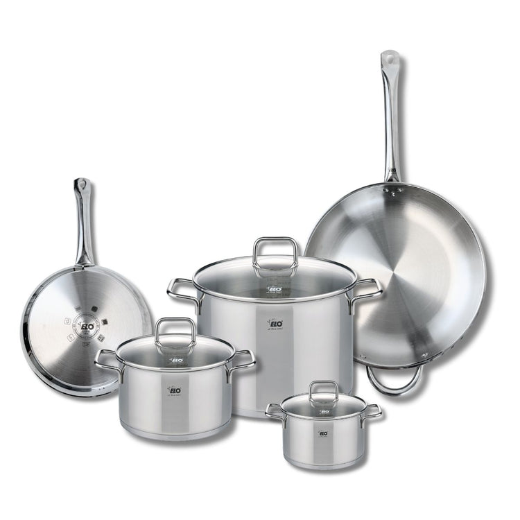 Ensemble de 2 Poêles de cuisson 24 et 32 cm et 3 faitouts 14, 20 et 26 cm Elo Profi Citrin