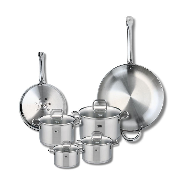 Ensemble de 2 Poêles de cuisson 24 et 32 cm et 4 faitouts 12, 14, 16 et 20 cm Elo Profi Citrin