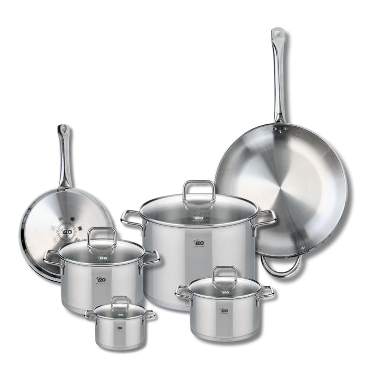 Ensemble de 2 Poêles de cuisson 24 et 32 cm et 4 faitouts 12, 16, 20 et 26 cm Elo Profi Citrin