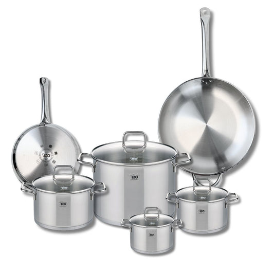 Ensemble de 2 Poêles de cuisson 24 et 32 cm et 4 faitouts 14, 16, 20 et 26 cm Elo Profi Citrin