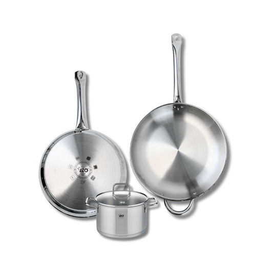 Ensemble de 2 Poêles de cuisson 28 et 32 cm et 1 faitout 16 cm Elo Profi Citrin