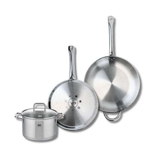 Ensemble de 2 Poêles de cuisson 28 et 32 cm et 1 faitout 20 cm Elo Profi Citrin