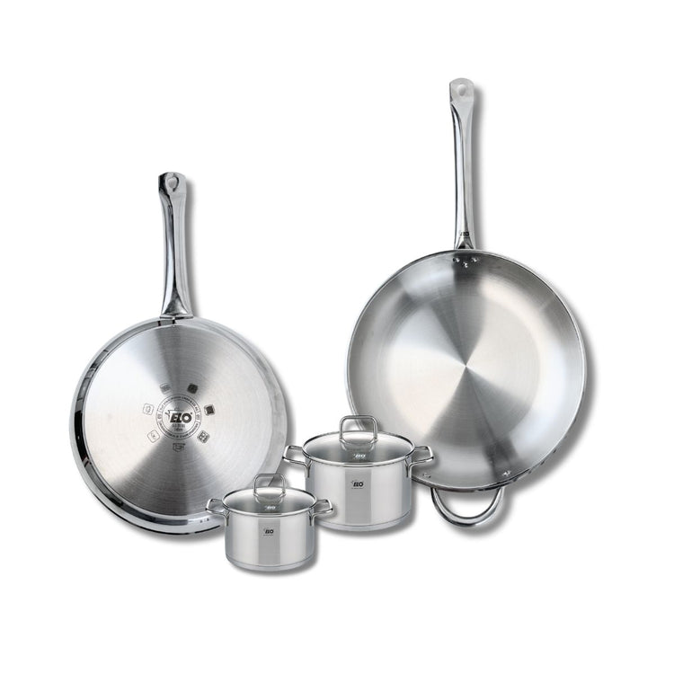 Ensemble de 2 Poêles de cuisson 28 et 32 cm et 2 faitouts 12 et 14 cm Elo Profi Citrin