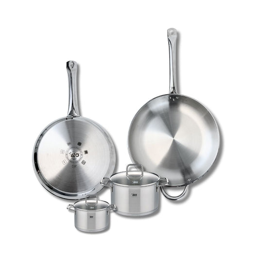 Ensemble de 2 Poêles de cuisson 28 et 32 cm et 2 faitouts 12 et 16 cm Elo Profi Citrin