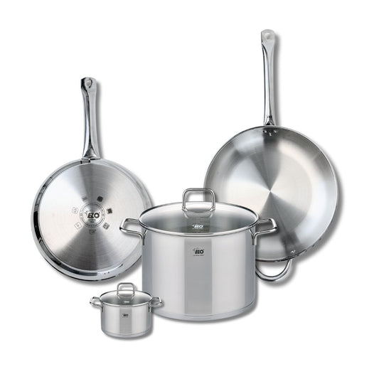 Ensemble de 2 Poêles de cuisson 28 et 32 cm et 2 faitouts 12 et 26 cm Elo Profi Citrin