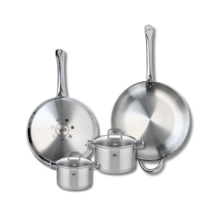 Ensemble de 2 Poêles de cuisson 28 et 32 cm et 2 faitouts 14 et 16 cm Elo Profi Citrin