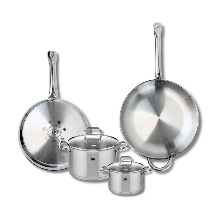 Ensemble de 2 Poêles de cuisson 28 et 32 cm et 2 faitouts 14 et 20 cm Elo Profi Citrin