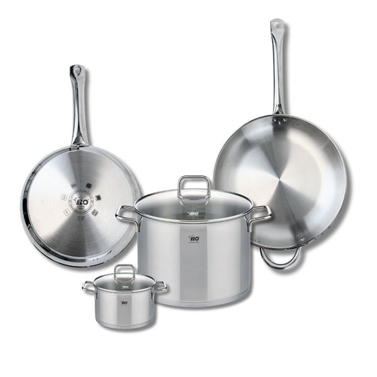 Ensemble de 2 Poêles de cuisson 28 et 32 cm et 2 faitouts 14 et 26 cm Elo Profi Citrin