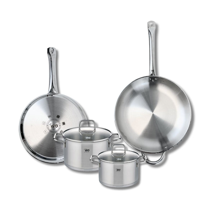 Ensemble de 2 Poêles de cuisson 28 et 32 cm et 2 faitouts 16 et 20 cm Elo Profi Citrin