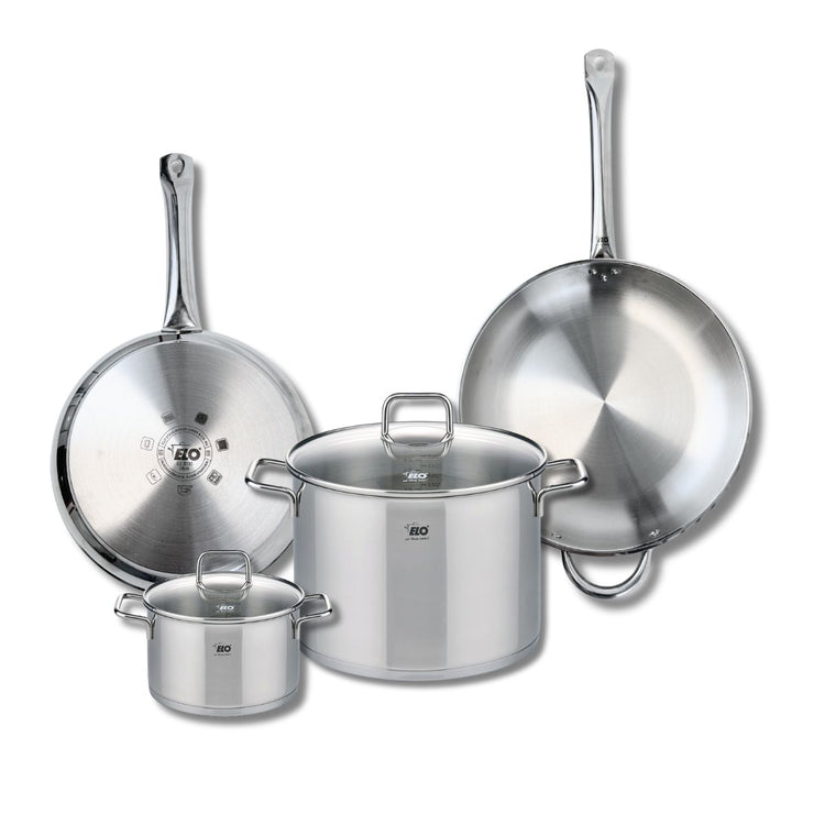 Ensemble de 2 Poêles de cuisson 28 et 32 cm et 2 faitouts 16 et 26 cm Elo Profi Citrin