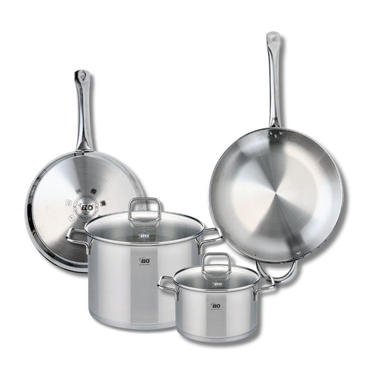 Ensemble de 2 Poêles de cuisson 28 et 32 cm et 2 faitouts 20 et 26 cm Elo Profi Citrin