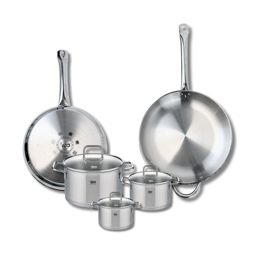 Ensemble de 2 Poêles de cuisson 28 et 32 cm et 3 faitouts 12, 14 et 20 cm Elo Profi Citrin