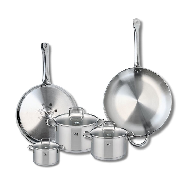 Ensemble de 2 Poêles de cuisson 28 et 32 cm et 3 faitouts 12, 16 et 20 cm Elo Profi Citrin