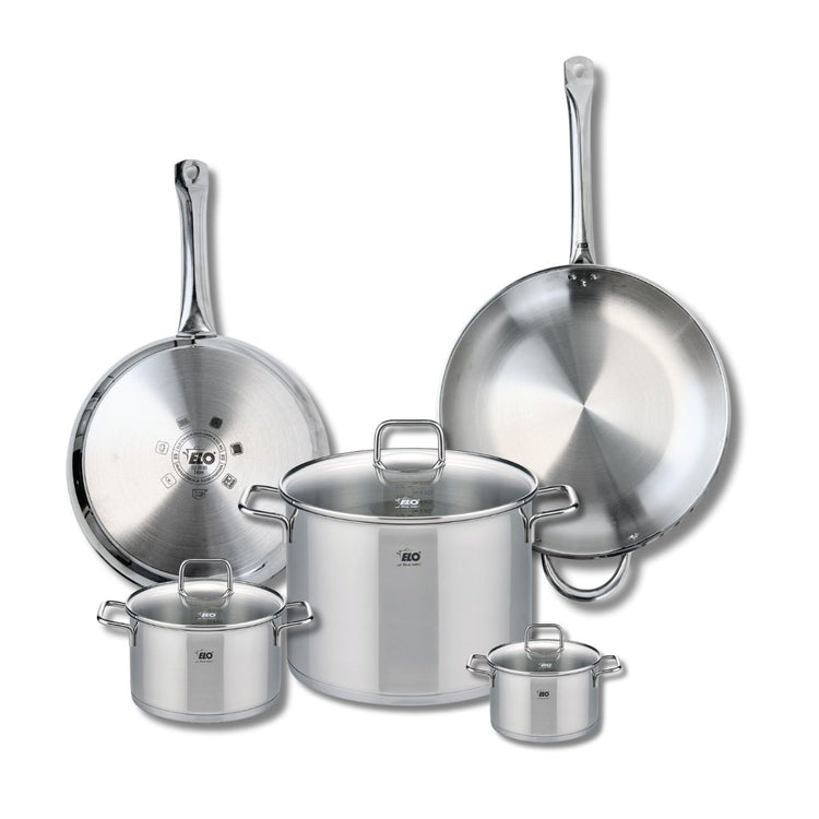 Ensemble de 2 Poêles de cuisson 28 et 32 cm et 3 faitouts 12, 16 et 26 cm Elo Profi Citrin