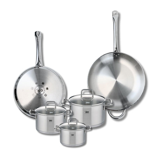 Ensemble de 2 Poêles de cuisson 28 et 32 cm et 3 faitouts 14, 16 et 20 cm Elo Profi Citrin