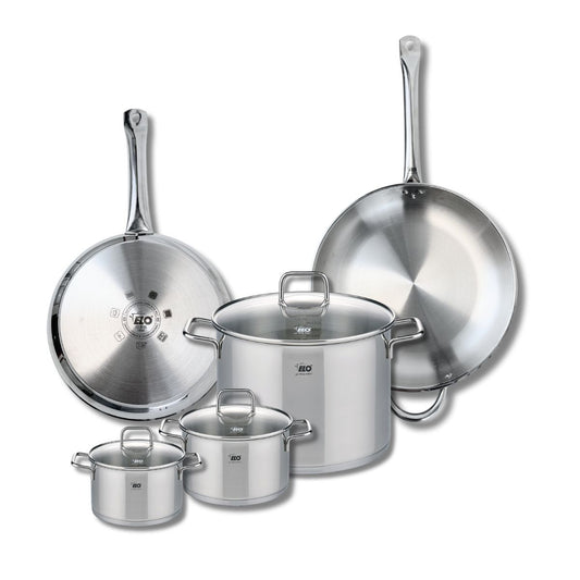 Ensemble de 2 Poêles de cuisson 28 et 32 cm et 3 faitouts 14, 16 et 26 cm Elo Profi Citrin