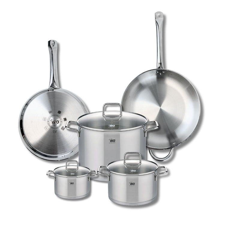 Ensemble de 2 Poêles de cuisson 28 et 32 cm et 3 faitouts 14, 20 et 26 cm Elo Profi Citrin