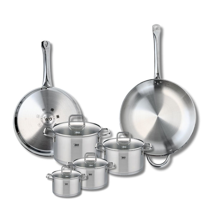 Ensemble de 2 Poêles de cuisson 28 et 32 cm et 4 faitouts 12, 14, 16 et 20 cm Elo Profi Citrin