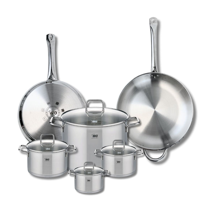 Ensemble de 2 Poêles de cuisson 28 et 32 cm et 4 faitouts 12, 14, 16 et 26 cm Elo Profi Citrin