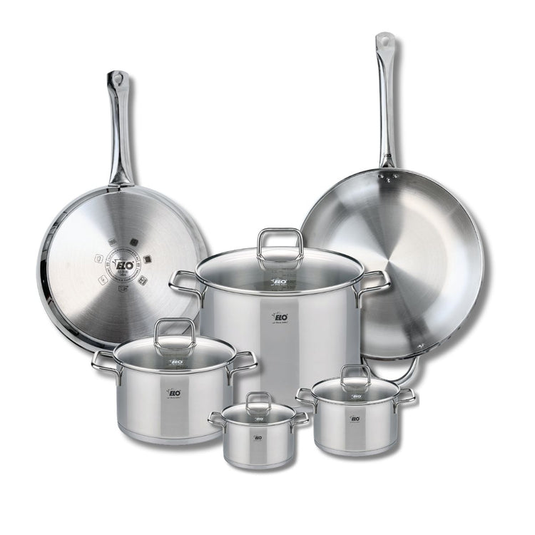 Ensemble de 2 Poêles de cuisson 28 et 32 cm et 4 faitouts 12, 14, 20 et 26 cm Elo Profi Citrin