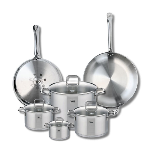 Ensemble de 2 Poêles de cuisson 28 et 32 cm et 4 faitouts 12, 16, 20 et 26 cm Elo Profi Citrin