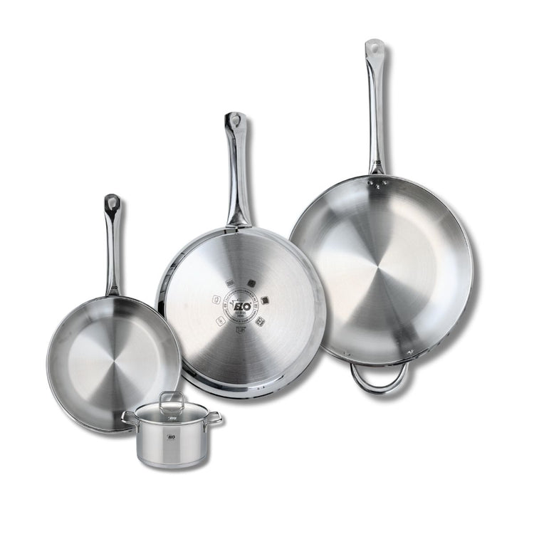 Ensemble de 3 Poêles de cuisson 24, 28 et 32 cm et 1 faitout 12 cm Elo Profi Citrin