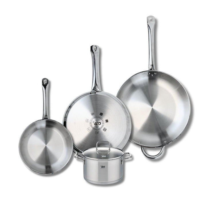 Ensemble de 3 Poêles de cuisson 24, 28 et 32 cm et 1 faitout 16 cm Elo Profi Citrin