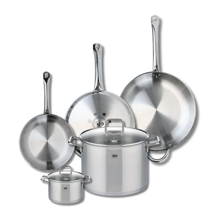 Ensemble de 3 Poêles de cuisson 24, 28 et 32 cm et 2 faitouts 14 et 26 cm Elo Profi Citrin