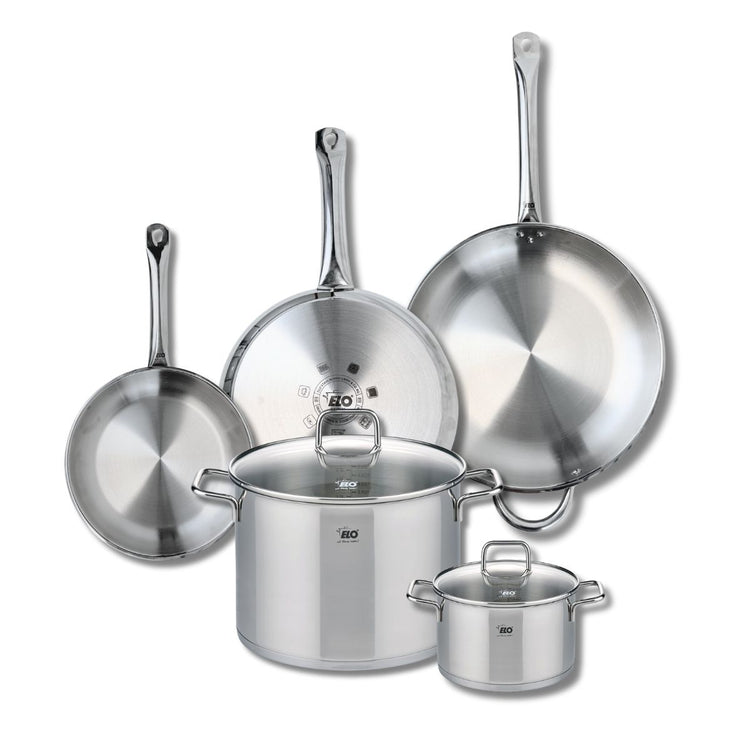 Ensemble de 3 Poêles de cuisson 24, 28 et 32 cm et 2 faitouts 16 et 26 cm Elo Profi Citrin