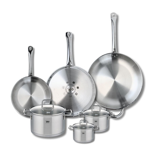 Ensemble de 3 Poêles de cuisson 24, 28 et 32 cm et 3 faitouts 12, 14 et 20 cm Elo Profi Citrin