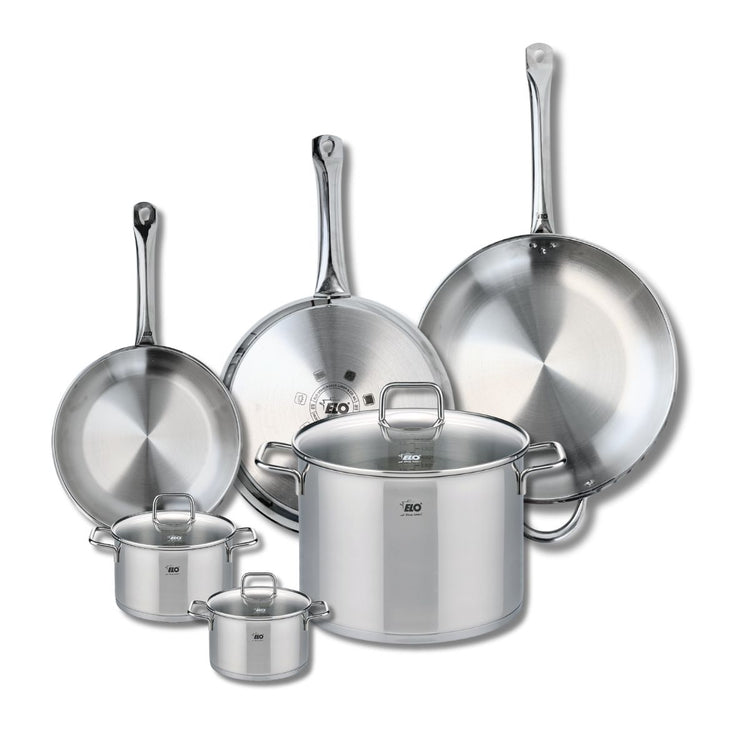 Ensemble de 3 Poêles de cuisson 24, 28 et 32 cm et 3 faitouts 12, 14 et 26 cm Elo Profi Citrin