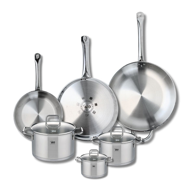 Ensemble de 3 Poêles de cuisson 24, 28 et 32 cm et 3 faitouts 12, 16 et 20 cm Elo Profi Citrin