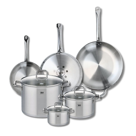 Ensemble de 3 Poêles de cuisson 24, 28 et 32 cm et 3 faitouts 14, 20 et 26 cm Elo Profi Citrin