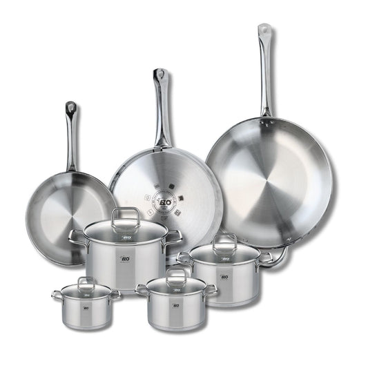 Ensemble de 3 Poêles de cuisson 24, 28 et 32 cm et 4 faitouts 12, 14, 16 et 20 cm Elo Profi Citrin