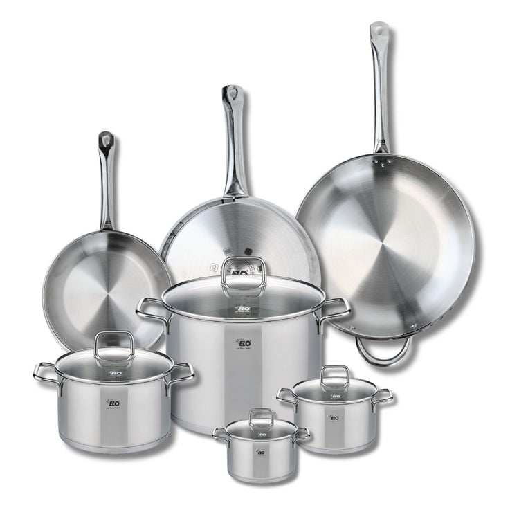 Ensemble de 3 Poêles de cuisson 24, 28 et 32 cm et 4 faitouts 12, 14, 20 et 26 cm Elo Profi Citrin