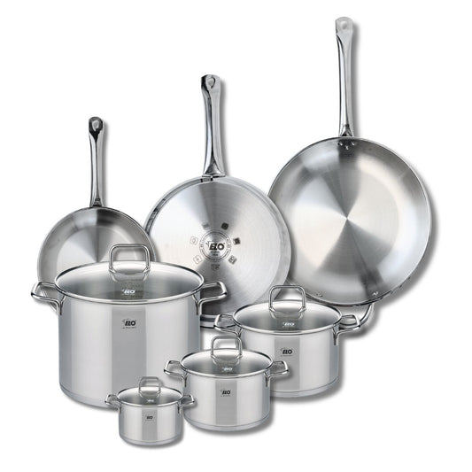 Ensemble de 3 Poêles de cuisson 24, 28 et 32 cm et 4 faitouts 12, 16, 20 et 26 cm Elo Profi Citrin