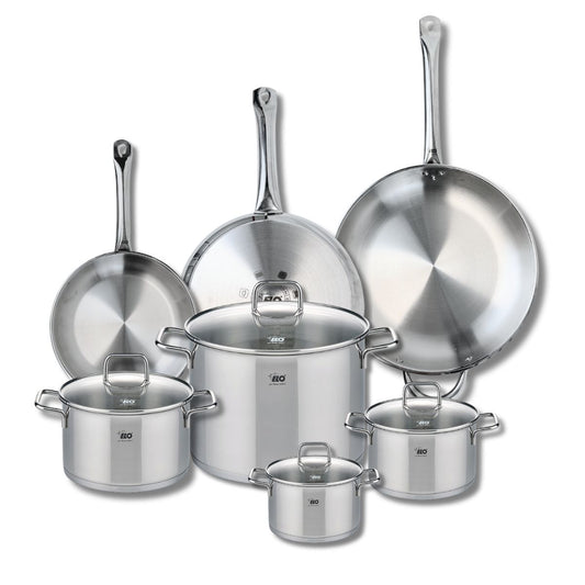 Ensemble de 3 Poêles de cuisson 24, 28 et 32 cm et 4 faitouts 14, 16, 20 et 26 cm Elo Profi Citrin