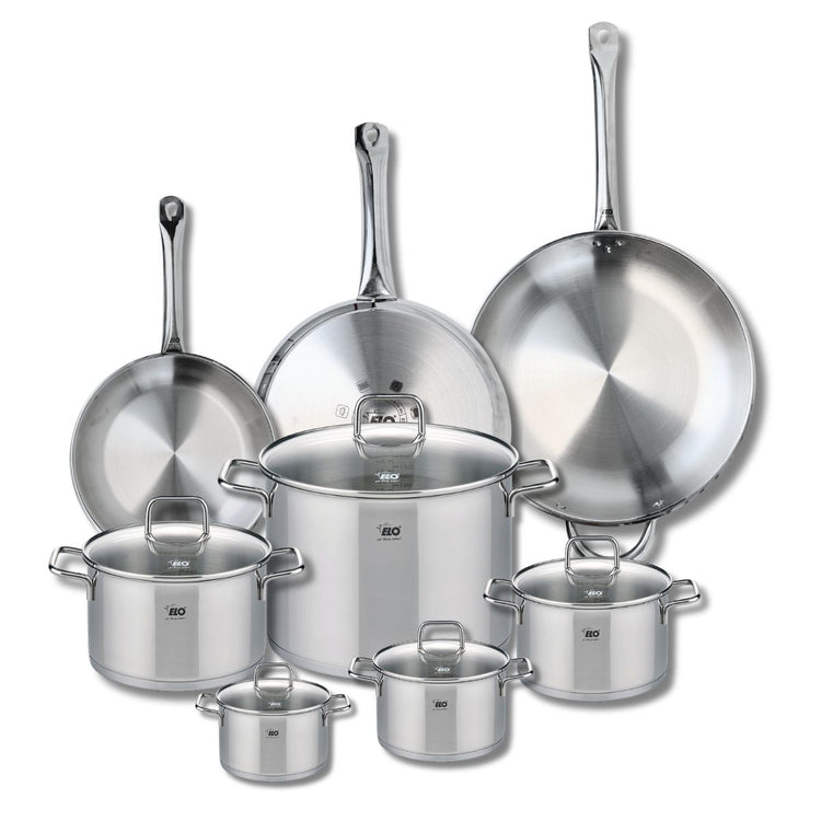 Ensemble de 3 Poêles de cuisson 24, 28 et 32 cm et 5 faitouts 12, 14, 16, 20 et 26 cm Elo Profi Citrin