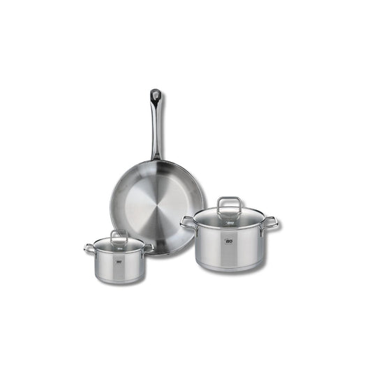 Ensemble de 1 Poêle de cuisson 24 cm et 2 faitouts 12 et 16 cm Elo Profi Citrin