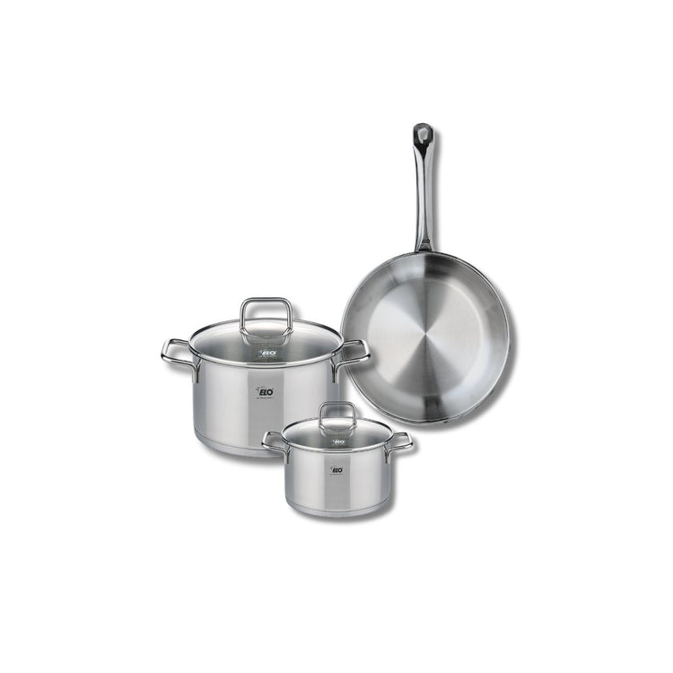 Ensemble de 1 Poêle de cuisson 24 cm et 2 faitouts 14 et 20 cm Elo Profi Citrin