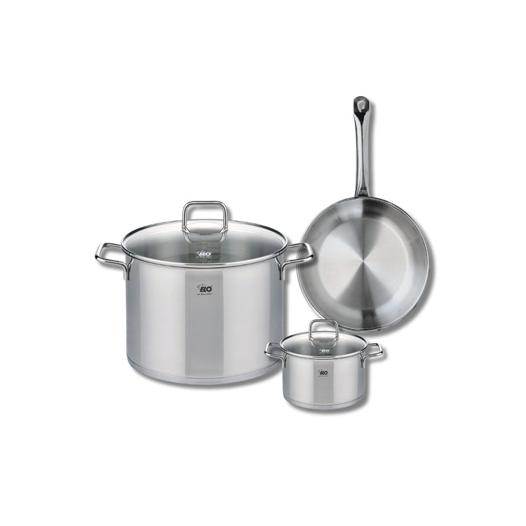 Ensemble de 1 Poêle de cuisson 24 cm et 2 faitouts 14 et 26 cm Elo Profi Citrin