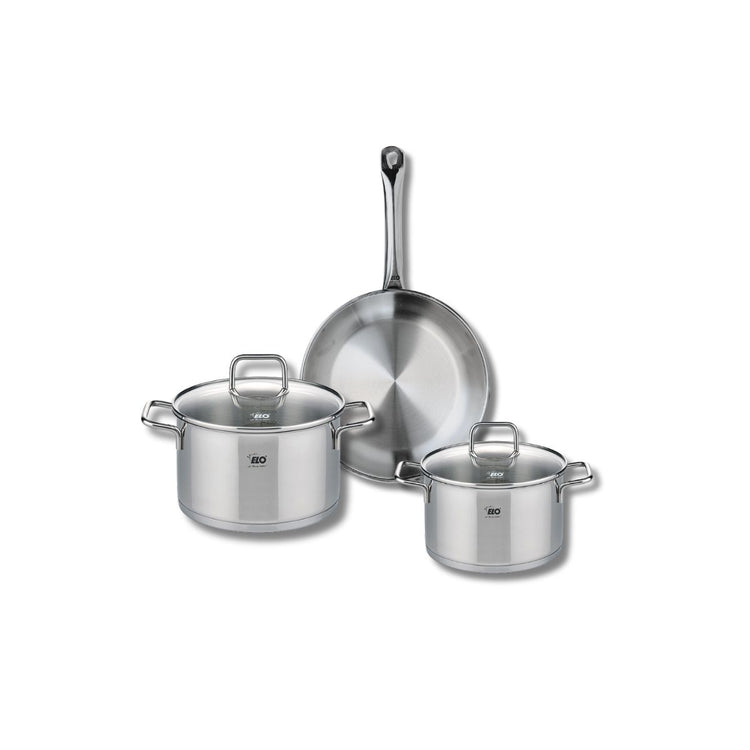 Ensemble de 1 Poêle de cuisson 24 cm et 2 faitouts 16 et 20 cm Elo Profi Citrin